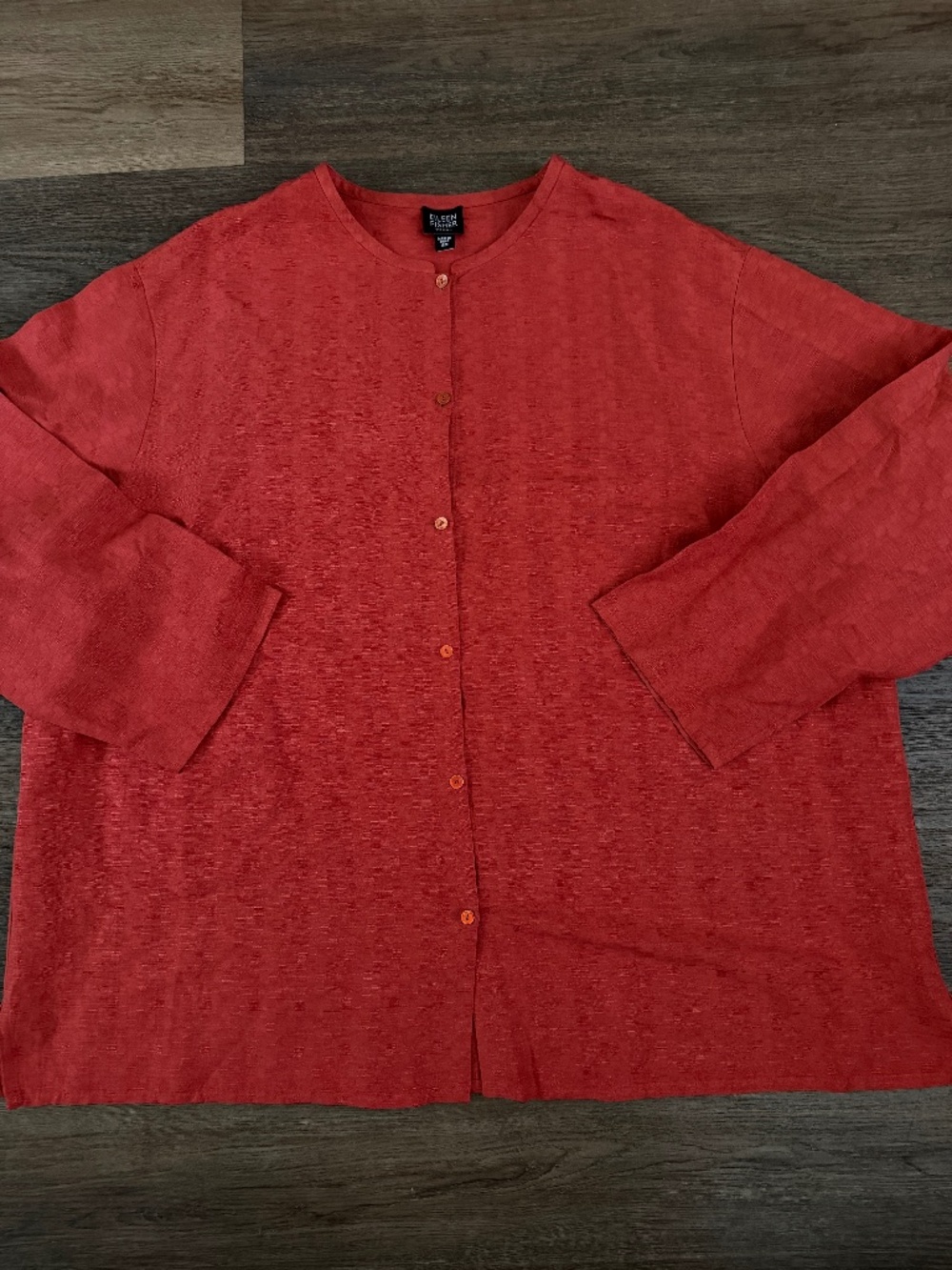 Eileen Fisher silk linen button up top size 2X burnt orange boxy minimalist flaw